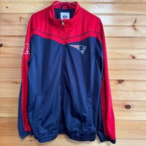 NFL New England Patriots Red and Blue Polyester Zip Up Jacket Large